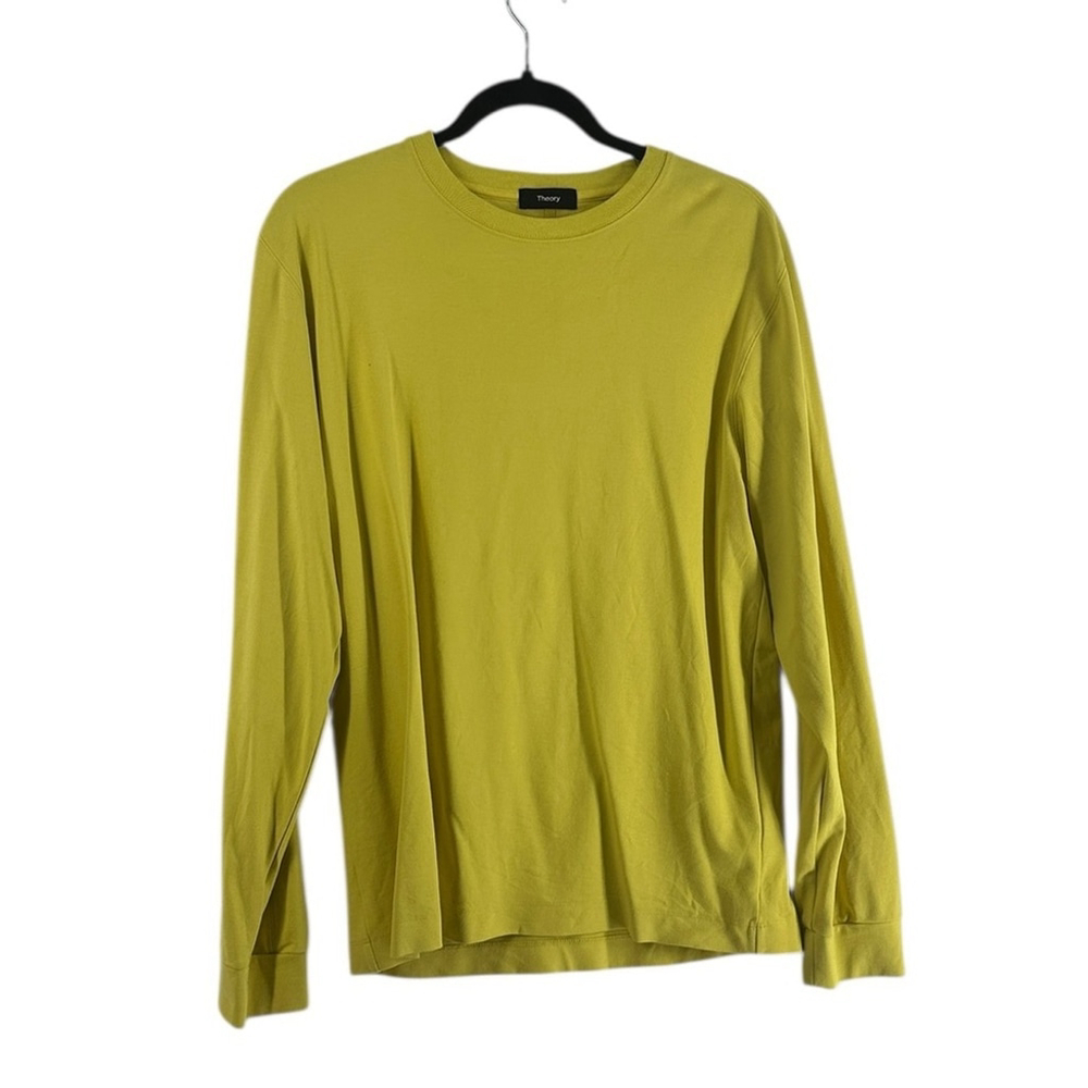 Theory Ryder relay jersey long sleeve Crewneck Top yellow luxury sz sm